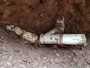 Tree root damage to plumbers pipe