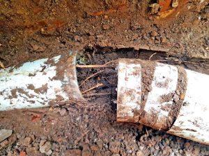 Old pipe drain exposed