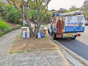 McMurray Plumbing parked company vehicle
